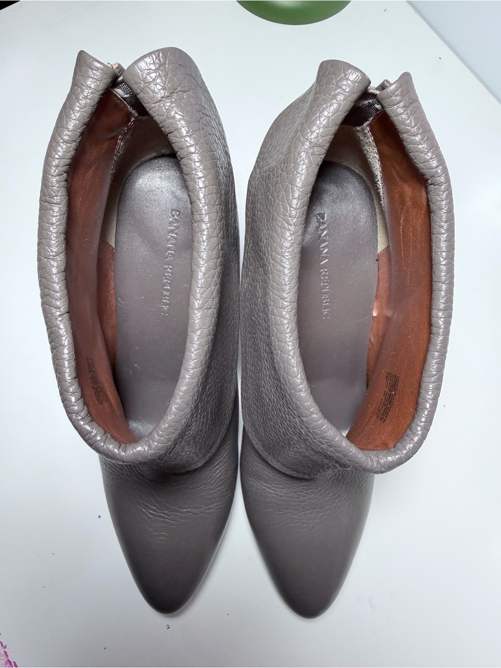 Banana Republic Metallic Gray Leather Pointed-Toe Ankle Booties